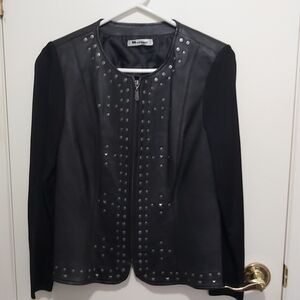 Nygard black leather and knit jacket, size medium (M)